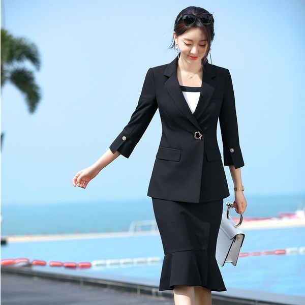 new 2020 spring fall female black blazer for women bsiness suits with skirt and jacket sets elegant half sleeve, White;black
new 2020 spring fall female black blazer for women bsiness suits with skirt and jacket sets elegant half sleeve, White;black