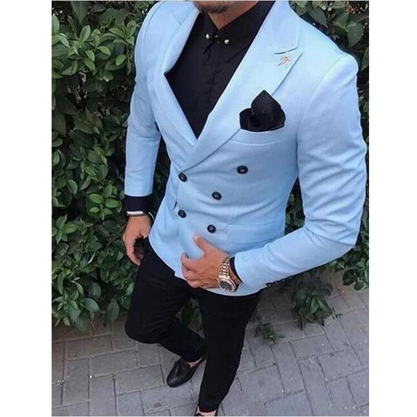 groom tuxedos double breasted light blue peak lapel groomsmen man suit mens wedding suits (jacket+pants, Black;gray
groom tuxedos double breasted light blue peak lapel groomsmen man suit mens wedding suits (jacket+pants, Black;gray