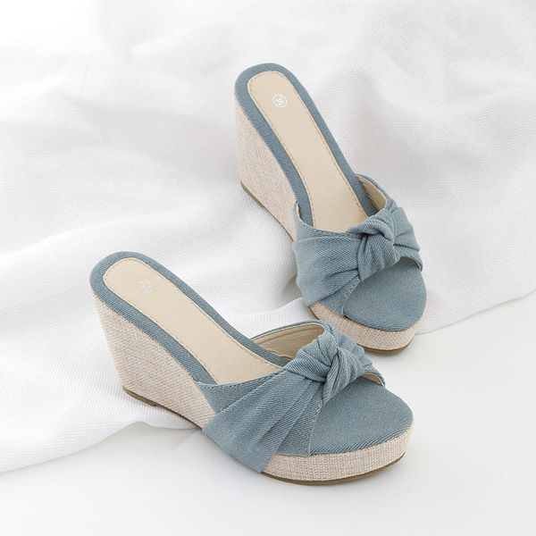 linen wedges slippers women sandals summer 2019 new denim cloth bowknot female summer shoes, Black
linen wedges slippers women sandals summer 2019 new denim cloth bowknot female summer shoes, Black