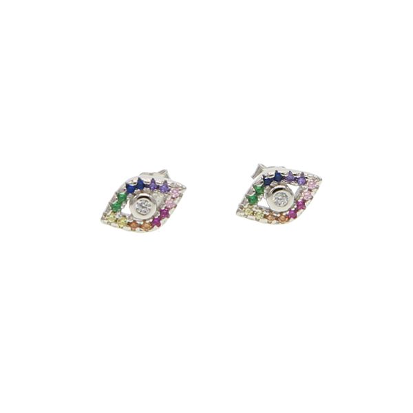wholesale- eye charm gold silver plated 925 sterling silver rainbow colorful cz paved bright silver eye stud earring, Golden;silver
wholesale- eye charm gold silver plated 925 sterling silver rainbow colorful cz paved bright silver eye stud earring, Golden;silver