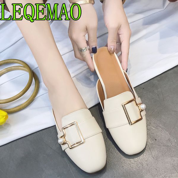 women brand slippers flat women casual shoes slip on slides pearl buckle mules square toe low heel shoes square heel sandals, Black
women brand slippers flat women casual shoes slip on slides pearl buckle mules square toe low heel shoes square heel sandals, Black