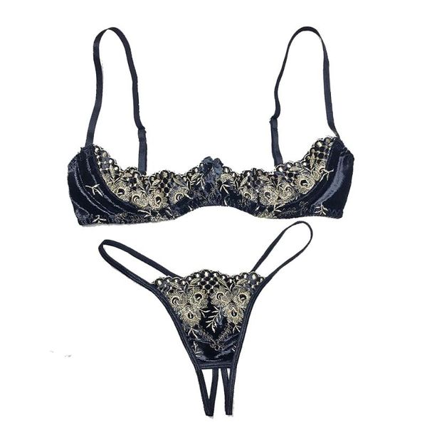 b289 intimates women underwear velvet embroidery suede dew push up half bra bralette thong lingerie set, Red;black
b289 intimates women underwear velvet embroidery suede dew push up half bra bralette thong lingerie set, Red;black