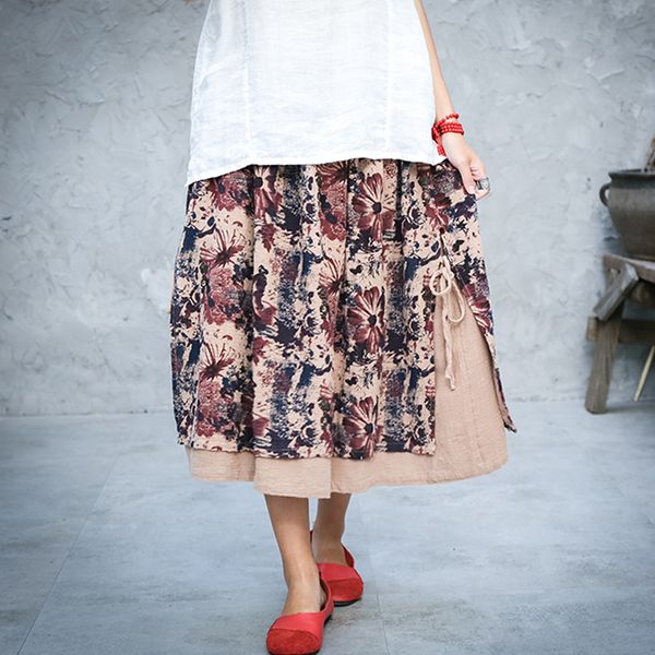 2019 new cotton linen fashion floral print all-match women half skirt autumn leisure retro fake two pieces half skirt, Black
2019 new cotton linen fashion floral print all-match women half skirt autumn leisure retro fake two pieces half skirt, Black