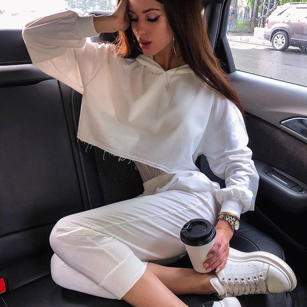 2pcs set women autumn long sleeve cropped hoodies and slim pants casual tranksuit solid sportswear, White;red
2pcs set women autumn long sleeve cropped hoodies and slim pants casual tranksuit solid sportswear, White;red