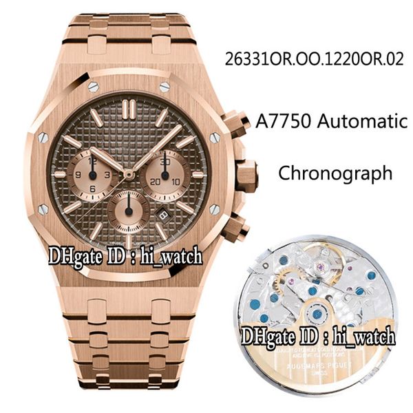 version 41mm rose gold brown textured gold sub dial 26331or eta a7750 automatic chronograph mens watch stainless steel watches bomf6, Slivery;brown
version 41mm rose gold brown textured gold sub dial 26331or eta a7750 automatic chronograph mens watch stainless steel watches bomf6, Slivery;brown