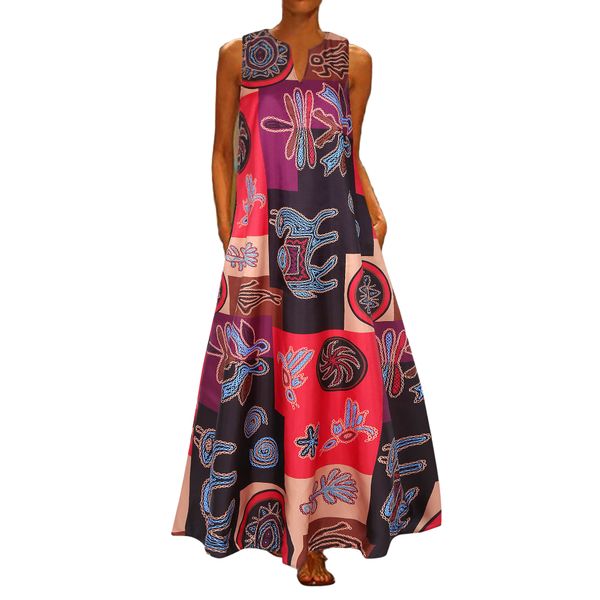 new arrivals retro women v neck sleeveless dresses for ladies summer party printing color block stitching cotton blend dress
new arrivals retro women v neck sleeveless dresses for ladies summer party printing color block stitching cotton blend dress