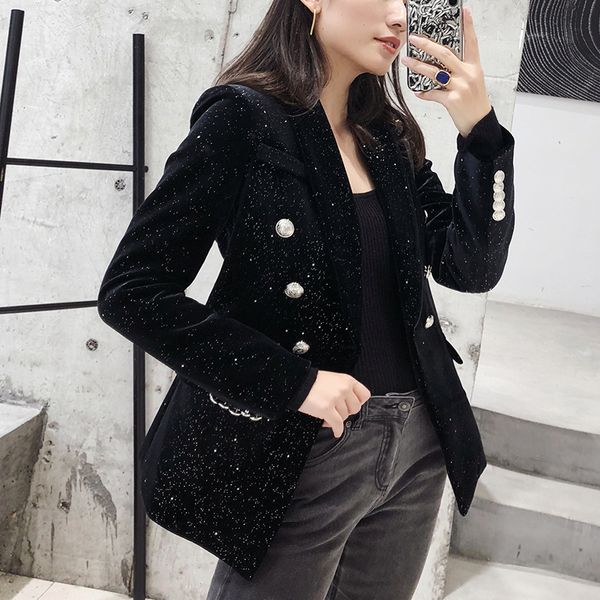 blazer feminino 2020 early spring silver button shawl collar shiny star sequin velvet blazer women office jacket femme, White;black
blazer feminino 2020 early spring silver button shawl collar shiny star sequin velvet blazer women office jacket femme, White;black