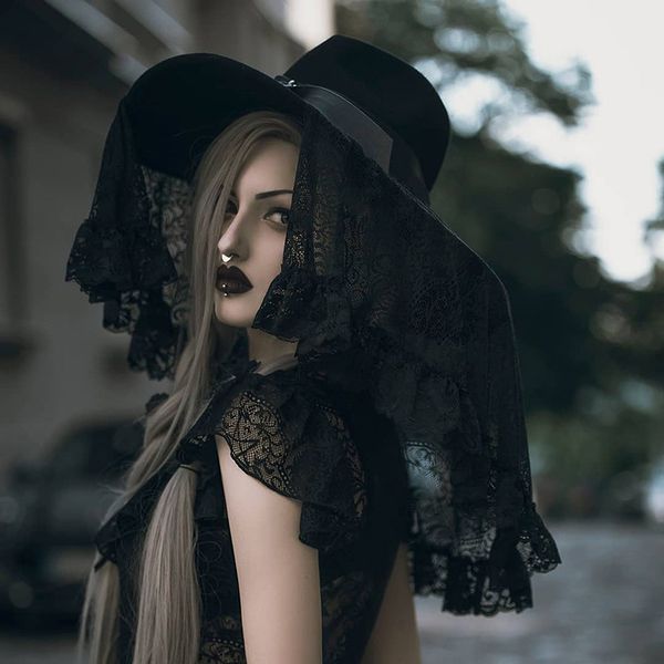 2019 new women steampunk hat gothic lace shawl shade cap palace vintage hat felt ladies elegant black victorian performance, Blue;gray
2019 new women steampunk hat gothic lace shawl shade cap palace vintage hat felt ladies elegant black victorian performance, Blue;gray