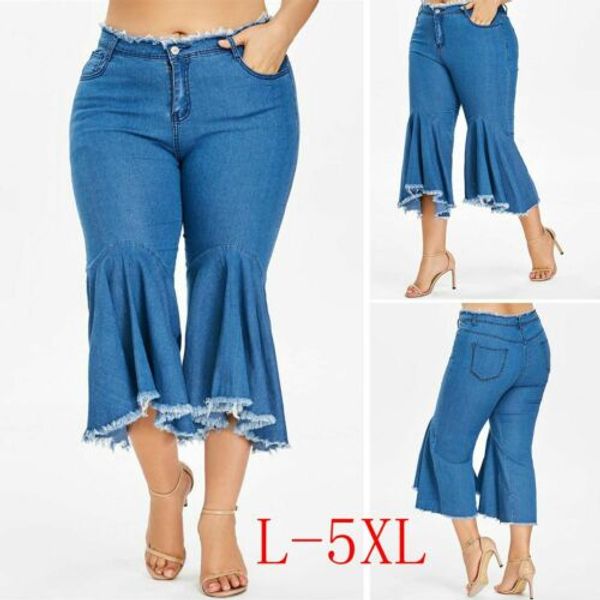 casual plus size women denim jeans trousers flare wide leg tassel ruffle pants, Blue
casual plus size women denim jeans trousers flare wide leg tassel ruffle pants, Blue
