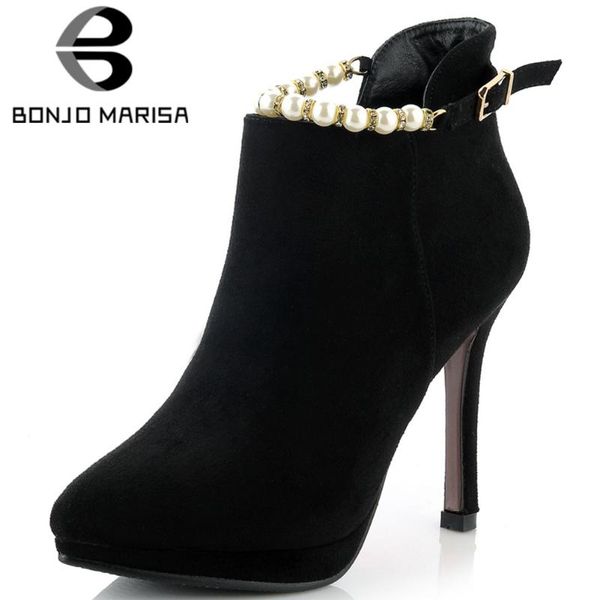 bonjomarisa new spring ladies pearl decorating wedding boots pointed toe ankle boots women platform high heels shoes woman, Black
bonjomarisa new spring ladies pearl decorating wedding boots pointed toe ankle boots women platform high heels shoes woman, Black