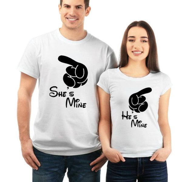 2019 summer t-shirt selling he's/she's mine lettered harajuku printed couple clothes, White;black
2019 summer t-shirt selling he's/she's mine lettered harajuku printed couple clothes, White;black