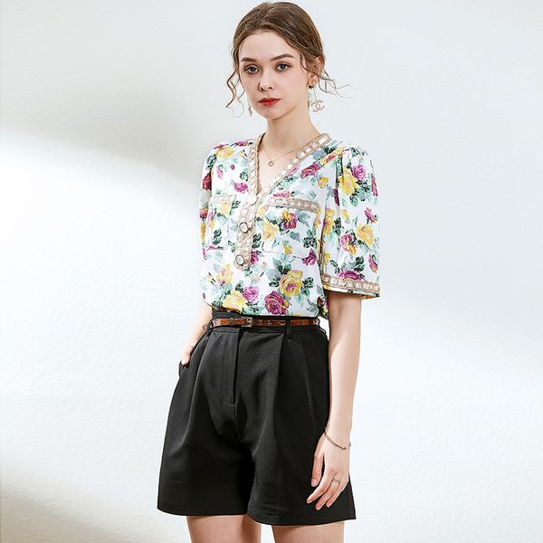 blouse women 2020 summer new fashion v neck floral printed half sleeve pullover pocket women clothes female s-xl, White
blouse women 2020 summer new fashion v neck floral printed half sleeve pullover pocket women clothes female s-xl, White