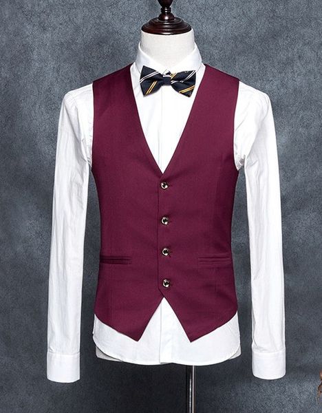 burgundy men's formal blazer vests slim fit business dress suit sleeveless waistcoat formal men vests t69, Black;white
burgundy men's formal blazer vests slim fit business dress suit sleeveless waistcoat formal men vests t69, Black;white
