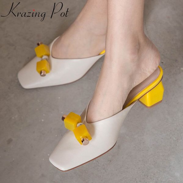 krazing pot full grain leather square toe strange med heel slip on mules metal decorations office lady daily sandals women l51, Black
krazing pot full grain leather square toe strange med heel slip on mules metal decorations office lady daily sandals women l51, Black