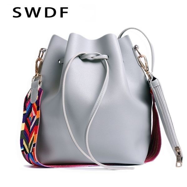 swdf 2019 women bag with colorful strap bucket bag women pu leather shoulder bags brand designer ladies crossbody messenger bags y190620
swdf 2019 women bag with colorful strap bucket bag women pu leather shoulder bags brand designer ladies crossbody messenger bags y190620