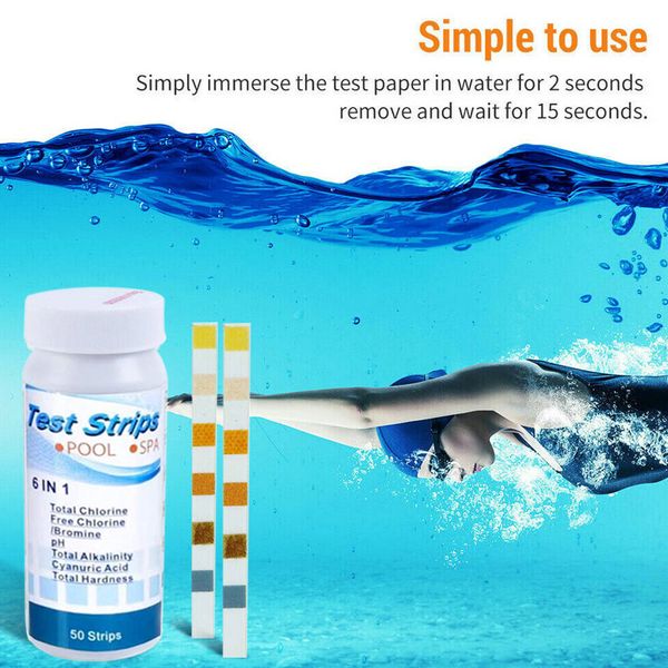 multifunctional 6-in-1 swimming pool test strips for chlorine ph alkalinity water hardness testing 50 pcs/set &t8
multifunctional 6-in-1 swimming pool test strips for chlorine ph alkalinity water hardness testing 50 pcs/set &t8