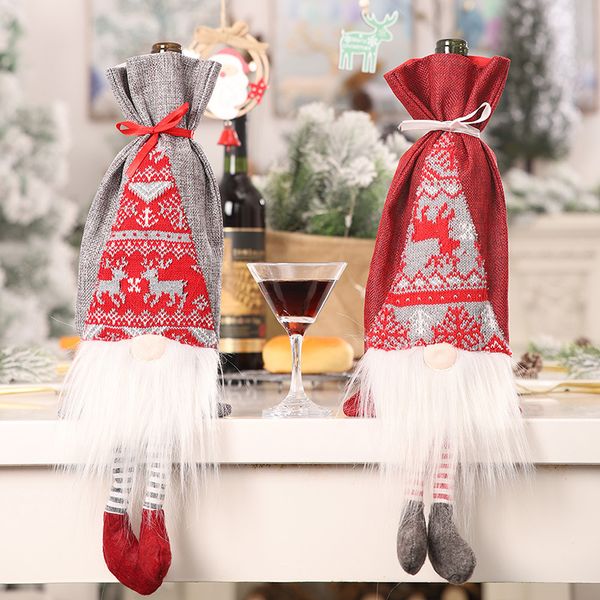 creative wine bottle bag christmas hat three-dimensional no face doll wine bottle cover christmas decorations for home table
creative wine bottle bag christmas hat three-dimensional no face doll wine bottle cover christmas decorations for home table