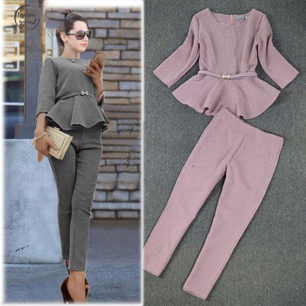 new 2019 spring autumn fashion ruffles womens business pants suits houndstooth checker pattern suits for women pieces long sleeve set, White
new 2019 spring autumn fashion ruffles womens business pants suits houndstooth checker pattern suits for women pieces long sleeve set, White