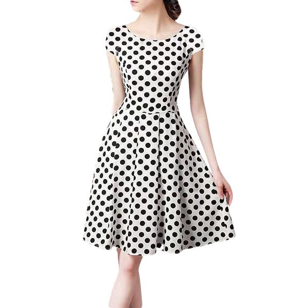 women vintage polka dots dance debut party evening swing round neck a-line dress, Black;gray
women vintage polka dots dance debut party evening swing round neck a-line dress, Black;gray