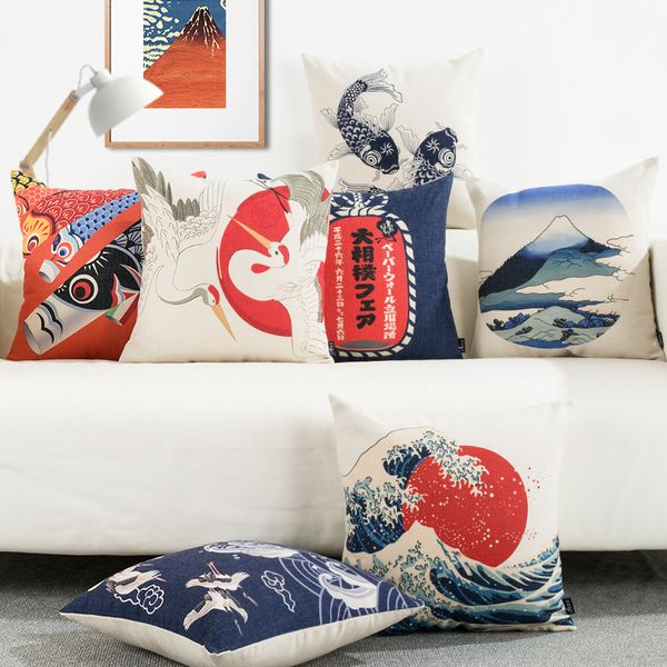japanese ukiyoe cotton linen printed pillowcase retro pattern cushions decorative pillow home decor sofa throw pillows 45*45
japanese ukiyoe cotton linen printed pillowcase retro pattern cushions decorative pillow home decor sofa throw pillows 45*45