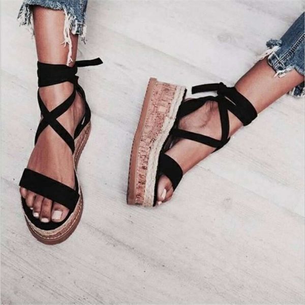 summer white wedge espadrilles women sandals open toe gladiator sandals women casual lace up platform, Black
summer white wedge espadrilles women sandals open toe gladiator sandals women casual lace up platform, Black