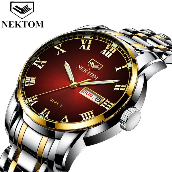 nektom men's fashion watch classic red stainless steel quartz business waterproof watch relogio masculino, Slivery;brown
nektom men's fashion watch classic red stainless steel quartz business waterproof watch relogio masculino, Slivery;brown