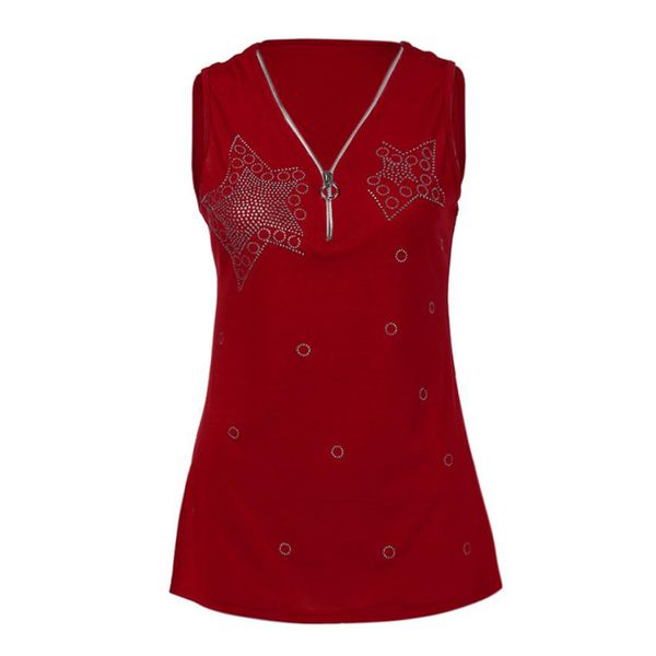 women tanks rhinestone loose drill party zipper sleeveless vest tank blouse lady streetwear camis chemisier femme, White 
women tanks rhinestone loose drill party zipper sleeveless vest tank blouse lady streetwear camis chemisier femme, White