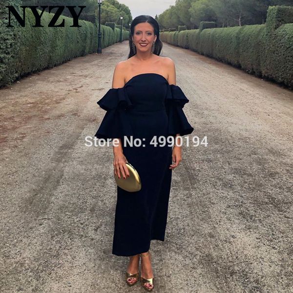 satin off shoulder ruffles evening gown elegant nyzy c205 black evening dress for wedding party robe soiree vestido de festa, White;black
satin off shoulder ruffles evening gown elegant nyzy c205 black evening dress for wedding party robe soiree vestido de festa, White;black
