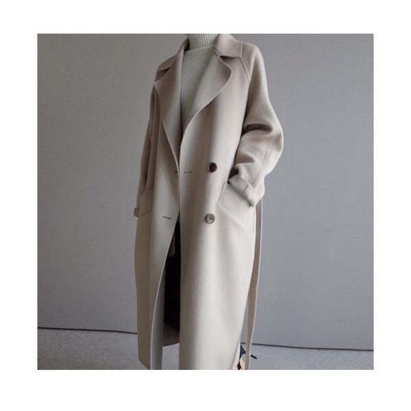 fashion 2019 autumn winter new women woolen coat vintage turn-down collar sashes loose long coats casual solid outerwear, Black
fashion 2019 autumn winter new women woolen coat vintage turn-down collar sashes loose long coats casual solid outerwear, Black