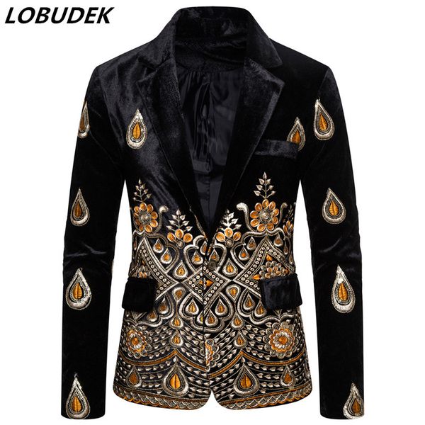 men's suits & blazers tuxedo blazer court dress black velvet embroidery suit vintage slim fit casual coat jacket bar club singer stage, White;black
men's suits & blazers tuxedo blazer court dress black velvet embroidery suit vintage slim fit casual coat jacket bar club singer stage, White;black