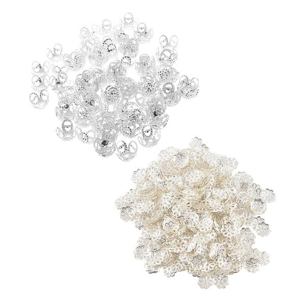 600 pcs bead caps for jewelry making, 100 pcs 8mm 4-leaf filigree bead caps & 500 6mm flower, Golden;white
600 pcs bead caps for jewelry making, 100 pcs 8mm 4-leaf filigree bead caps & 500 6mm flower, Golden;white