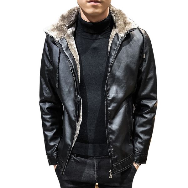 new winter men's leather jacket korean-style leather jacket men's fur pu thick clothing, Black
new winter men's leather jacket korean-style leather jacket men's fur pu thick clothing, Black