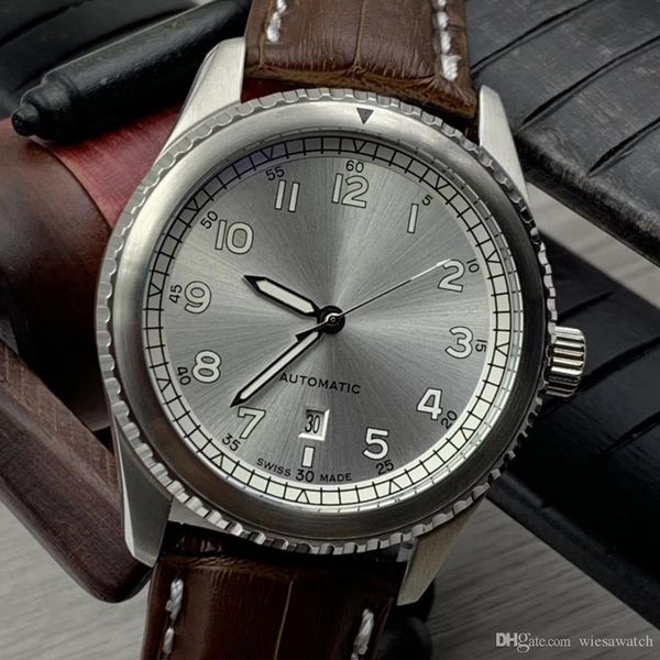 excellent mens watches automatic movement luminous silver dial 46mm date watch leather band designer wristwatches, Slivery;brown
excellent mens watches automatic movement luminous silver dial 46mm date watch leather band designer wristwatches, Slivery;brown