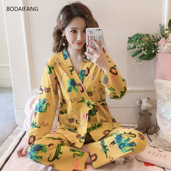 2019 spring autumn new sleepwear women kimono long sleeve pajama set multicolor v neck women underwear + pants casual pajama, Blue;gray
2019 spring autumn new sleepwear women kimono long sleeve pajama set multicolor v neck women underwear + pants casual pajama, Blue;gray