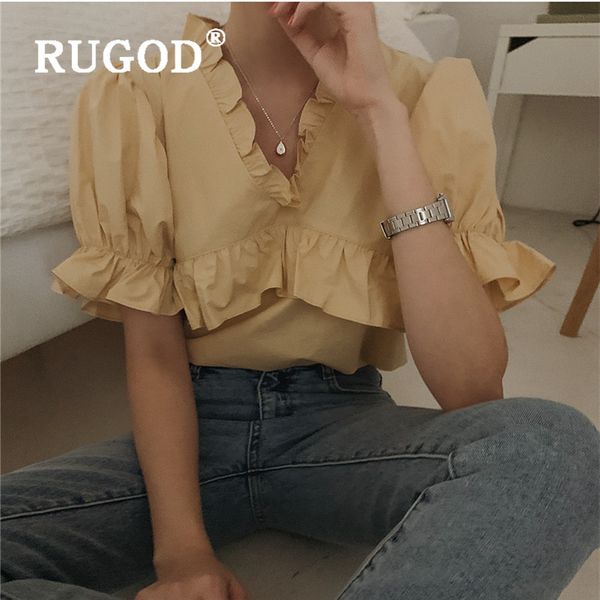 vintage v neck ruffle blouse women fashion stringy selvedge puff sleeve shirt summer women, White
vintage v neck ruffle blouse women fashion stringy selvedge puff sleeve shirt summer women, White