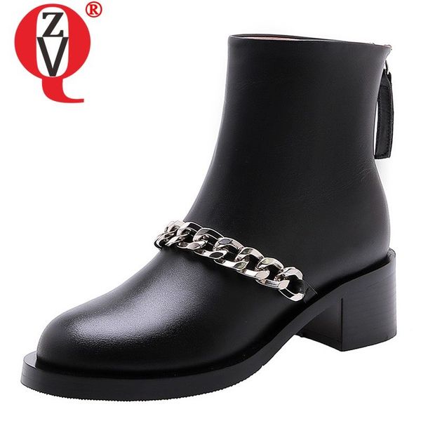 zvq punk genuine leather women's shoes winter plush gothic metal chain round toe combat boots woman 5cm mid heels boots, Black
zvq punk genuine leather women's shoes winter plush gothic metal chain round toe combat boots woman 5cm mid heels boots, Black