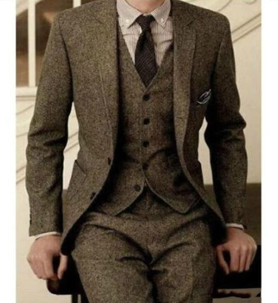 2019 vintage mens suits wool tweed 3-piece brown khaki herringbone suit custom slim fit groom wear wedding tuxedos (jacket+pants+vest), Black;gray
2019 vintage mens suits wool tweed 3-piece brown khaki herringbone suit custom slim fit groom wear wedding tuxedos (jacket+pants+vest), Black;gray