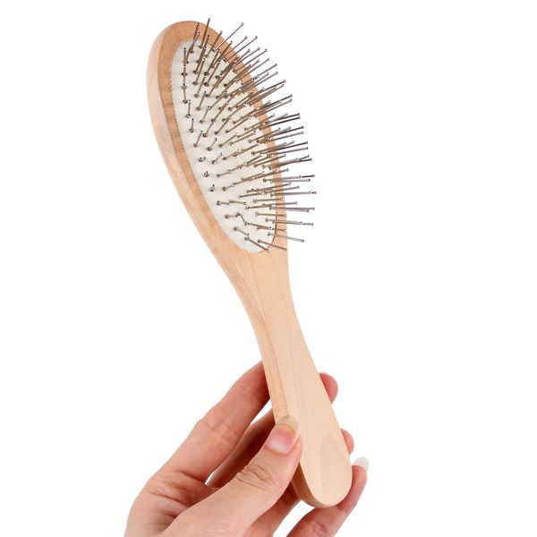 wooden handle massage hair brush with metal pins massage hair comb with white air cushion for all hair type, Silver
wooden handle massage hair brush with metal pins massage hair comb with white air cushion for all hair type, Silver