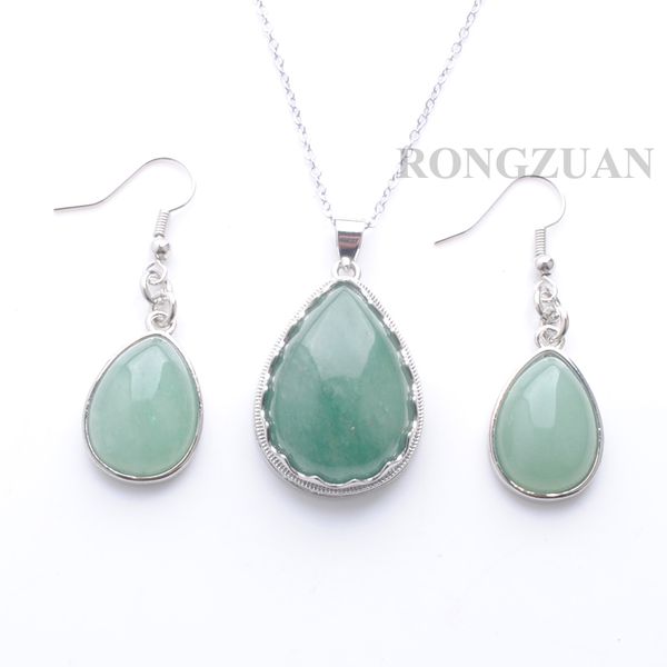 women classic love gift summer beach jewelry set aventurine stone pendant necklace hook dangle drop earring chain 45cm dq3090, Silver
women classic love gift summer beach jewelry set aventurine stone pendant necklace hook dangle drop earring chain 45cm dq3090, Silver