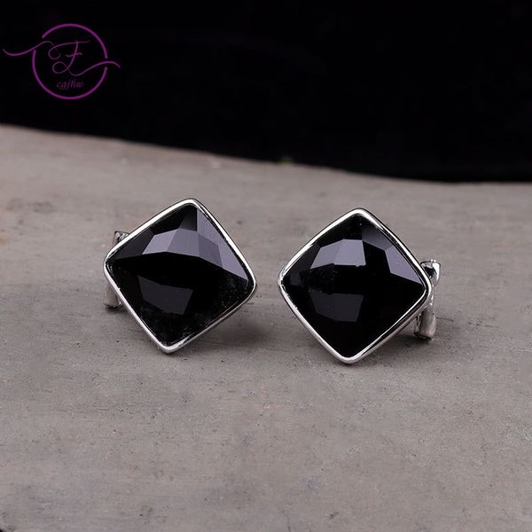 s925 sterling silver stud earrings women's ear decoration simple black agate blue sand stone gemstone earrings, Golden;silver
s925 sterling silver stud earrings women's ear decoration simple black agate blue sand stone gemstone earrings, Golden;silver