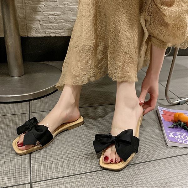summer slippers women bow slides women slippers nice transparent flip flops flat sandals beach shoes, Black
summer slippers women bow slides women slippers nice transparent flip flops flat sandals beach shoes, Black