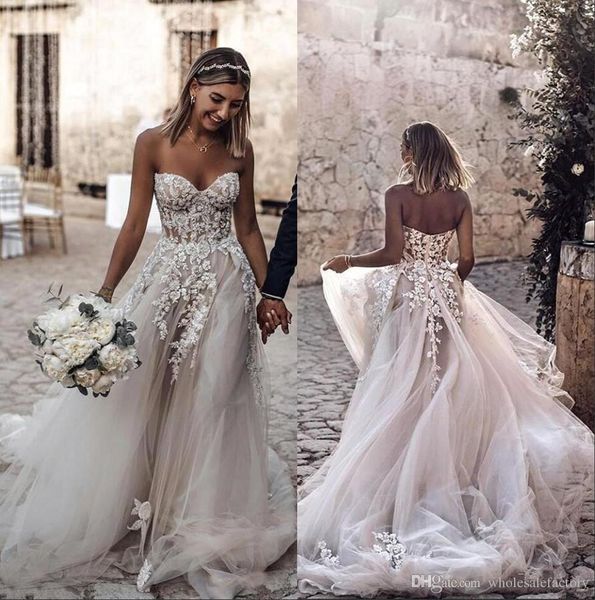 bohemian lace beach a line wedding dresses sweetheart tulle lace applique sweep train wedding dress bridal gowns vestidos de novia boho, White
bohemian lace beach a line wedding dresses sweetheart tulle lace applique sweep train wedding dress bridal gowns vestidos de novia boho, White