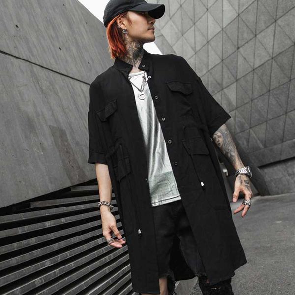 summer mens linen shirts short sleeve black color extra long loose punk hip hop, White;black
summer mens linen shirts short sleeve black color extra long loose punk hip hop, White;black