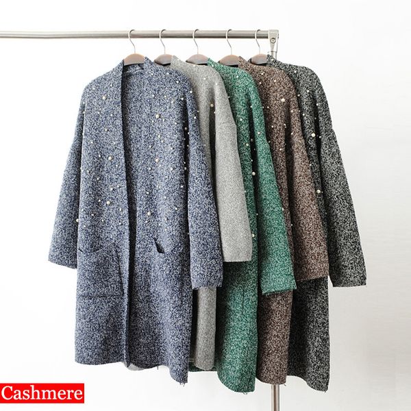 2018 long pearl cashmere cardigan sweater women wool long sleeve open stitch knitted lady's sweater cardigans v neck jacket coat, White;black
2018 long pearl cashmere cardigan sweater women wool long sleeve open stitch knitted lady's sweater cardigans v neck jacket coat, White;black
