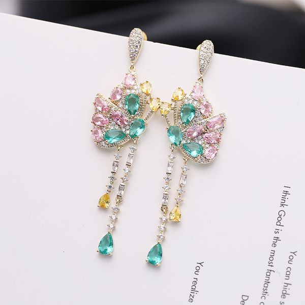 2020 korean version of the new ultra-luxury flash butterfly tassel earrings temperament ladies evening gown bride earrings ear jewelry, Silver
2020 korean version of the new ultra-luxury flash butterfly tassel earrings temperament ladies evening gown bride earrings ear jewelry, Silver