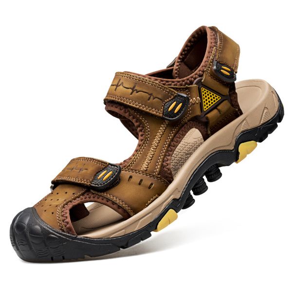men sandals 2020 summer genuine leather male beach shoes men slippers sandals hook&loop men's, Black
men sandals 2020 summer genuine leather male beach shoes men slippers sandals hook&loop men's, Black