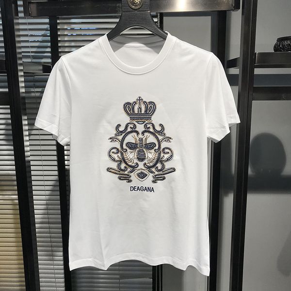 w05683 2020 runway european design short print party style t-shirts men's clothing, White;black
w05683 2020 runway european design short print party style t-shirts men's clothing, White;black