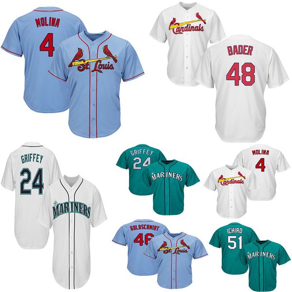 24 Ken Griffey Mariners Seattle Cardinals St. Louis 51 Ichiro Suzuki 4 Yadier Molina 46 Paul Goldschmidt Mens Baseball Jerseys
24 Ken Griffey Mariners Seattle Cardinals St. Louis 51 Ichiro Suzuki 4 Yadier Molina 46 Paul Goldschmidt Mens Baseball Jerseys