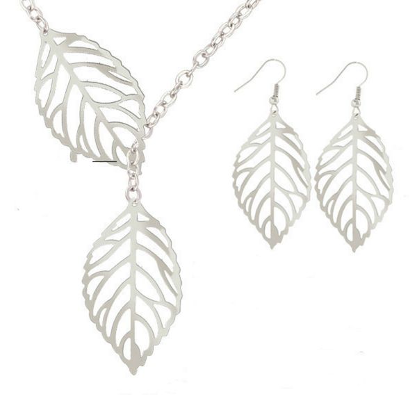 new fashion jewelry simple personality wild temperament 2 leaf necklace female jewelry necklace wholesale earrings set, Silver
new fashion jewelry simple personality wild temperament 2 leaf necklace female jewelry necklace wholesale earrings set, Silver