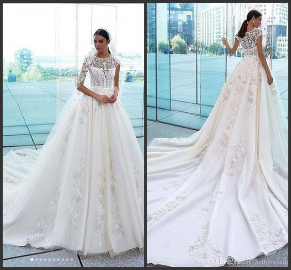 2019 new arrival a line satin short sleeve wedding dresses bridal gown beach country princess wedding dress abiti da sposa, White
2019 new arrival a line satin short sleeve wedding dresses bridal gown beach country princess wedding dress abiti da sposa, White